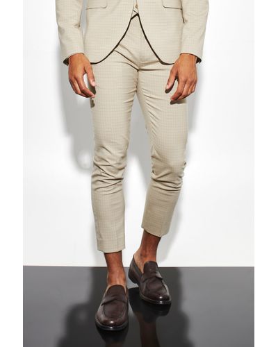 Boohoo Skinny Crop Micro Flannel Suit Pants - Natural
