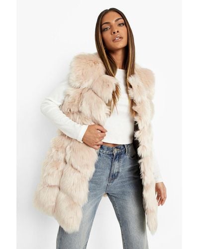 Boohoo Luxe Paneled Faux Fur Tank - Natural