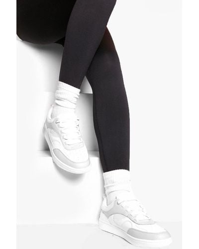 Boohoo Contrast Mesh Paneled Low Top Sneakers - Gray