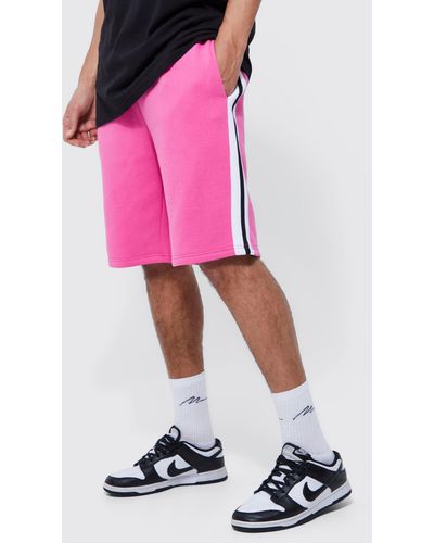 BoohooMAN Tall Basketball Side Stripe Short - Pink