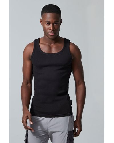 Boohoo Man Active Gym Muscle Fit Ribbed Vest - Black