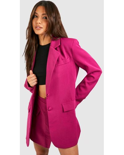 Boohoo Relaxed Fit Single Breasted Tailored Blazer - Pink