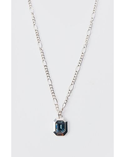 BoohooMAN Stone Pendant Necklace - Blue