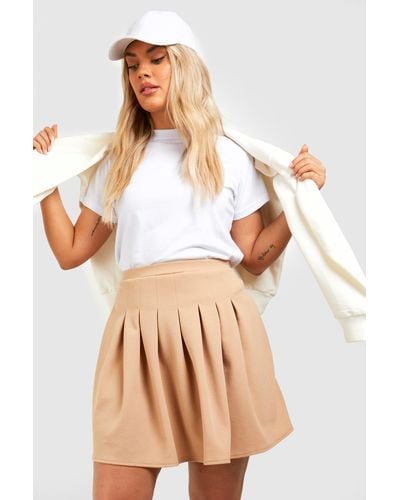 Boohoo Plus Crepe Tennis Mini Skirt - Natural