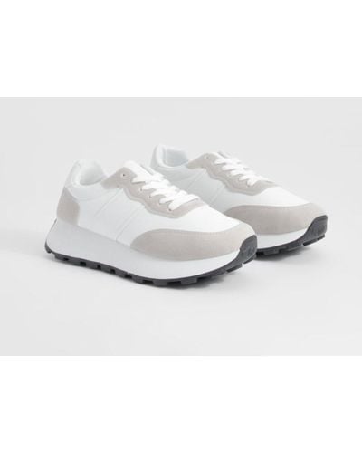 Boohoo Chunky Panel Detail Sneakers - White