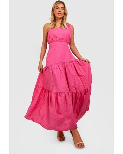 Boohoo Asymmetric Tiered Maxi Dress - Pink