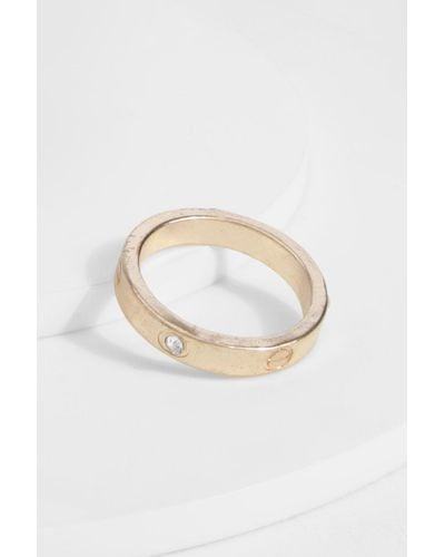 Boohoo Dotted Diamante Ring - Metálico