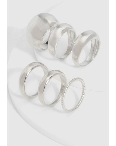 Boohoo Rounded Multipack Rings - Grey