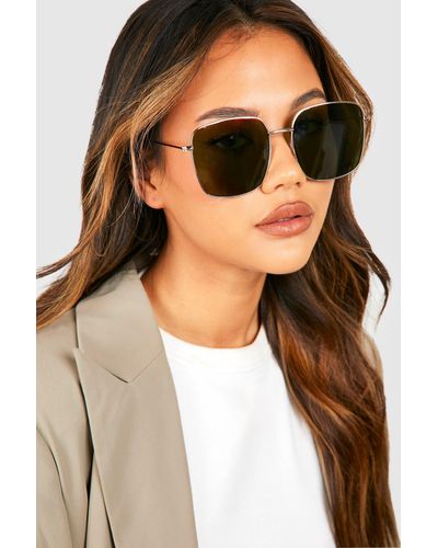 Boohoo Square Metal Frame Sunglasses - Brown