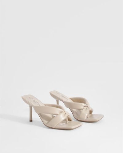 Boohoo Wide Width Padded Multi Strap Heeled Mules - Natural