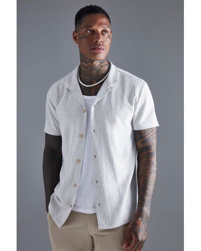 BoohooMAN Short Sleeve Animal Textured Shirt - Gray