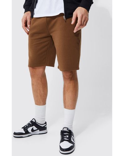 Boohoo Tall Regular Fit Sweat Shorts - Brown