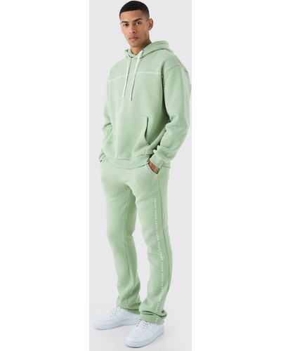 BoohooMAN Oversized Man Dash Stacked Flared Tracksuit - Green