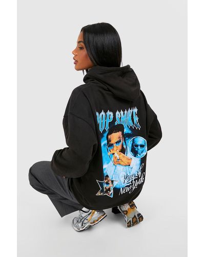 Boohoo Pop Smoke License Oversized Hoodie - Black