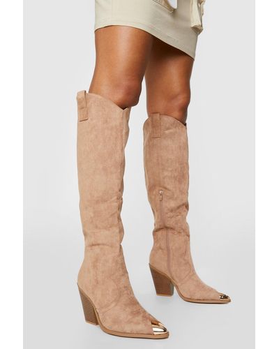 Boohoo Botas Camperas Western Sin Cierre Por La Rodilla - Multicolor