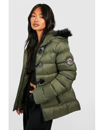 Boohoo Short Quilted Bubble Jacket - Green