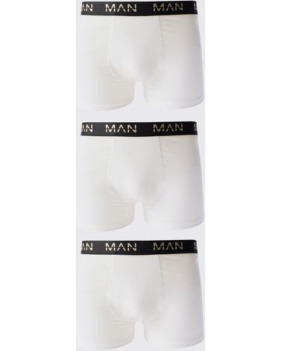 BoohooMAN 3 Pack Gold Man Dash Boxers In White - Weiß