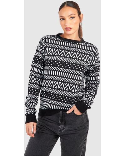 Boohoo Tall Vintage Fairisle Christmas Sweater - Grey