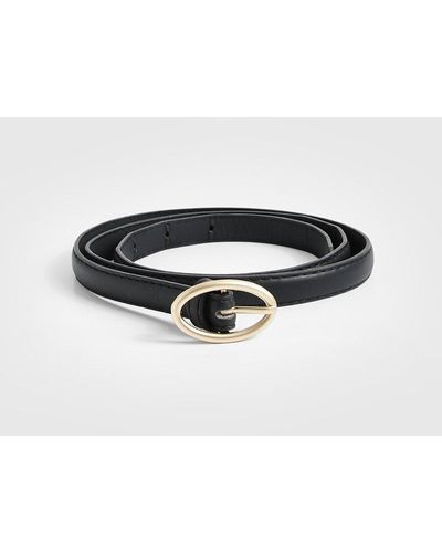 Boohoo Skinny Oval Buckle Belt - Black