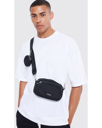 Boohoo Cross Body Pocket Bag With Coin Bag - White