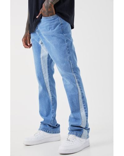 Boohoo Slim Flare Panel Jeans - Blue