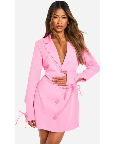 Boohoo Woven Cut Out Cross Back Blazer Dress - Pink