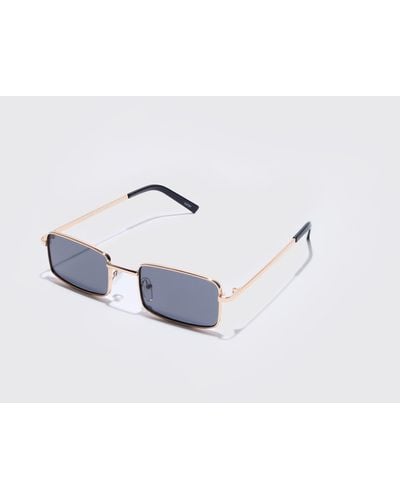 BoohooMAN Metal Rectangular Sunglasses - Weiß