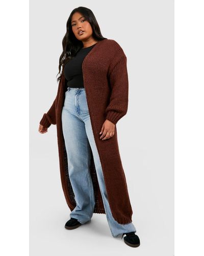 Plus Knitted Oversized Maxi Cardigan