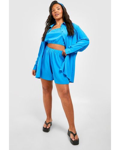 Boohoo Conjunto Coordinado Plus De 4 Piezas Con Camisa - Azul