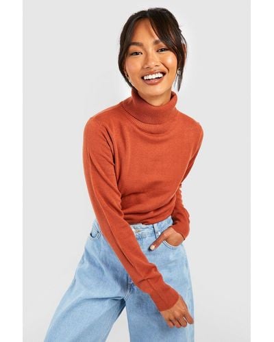 Boohoo Turtleneck Knitted Sweater - Brown