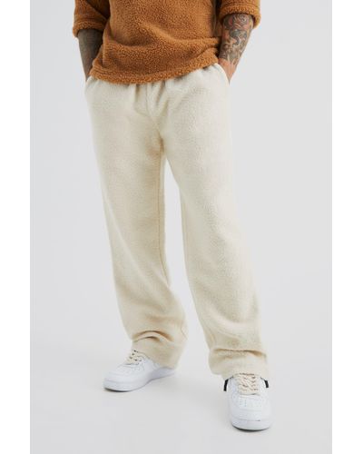BoohooMAN Relaxed Textured Trouser - Natural