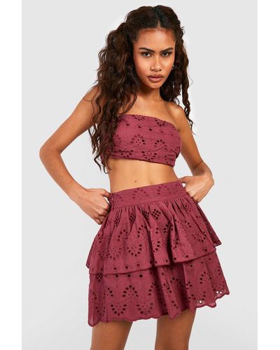 Boohoo Eyelet Tube Top - Red