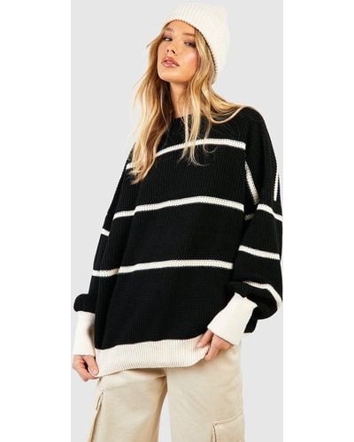 Boohoo Skinny Stripe Sweater - Black