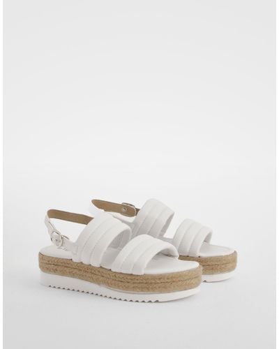 Boohoo Wide Fit Padded Double Strap Flatforms - Blanco