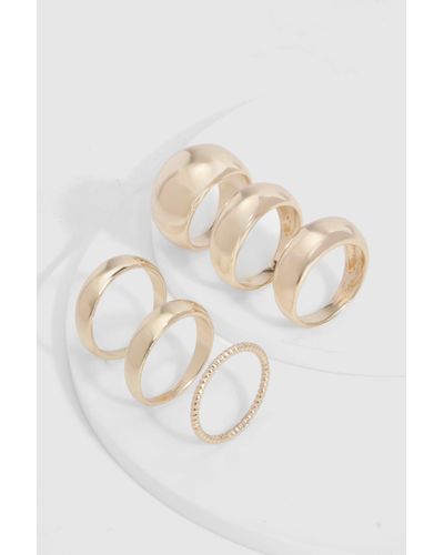 Boohoo Rounded Multipack Rings - Natural