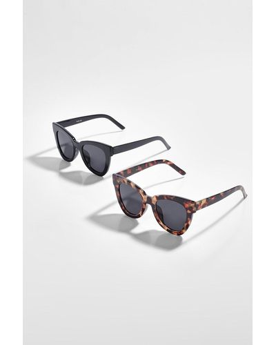 Boohoo Chunky Oversized Frame Sunglasses 2 Pack - Multicolor