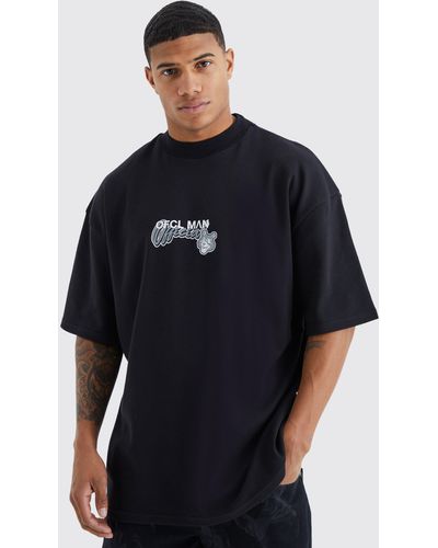 BoohooMAN Oversized Heavyweight Bear Graphic T-shirt - Blue