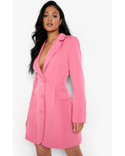 Boohoo Tall Cinched Waist Blazer Dress - Pink