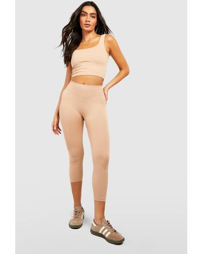 Boohoo Seamless Ribbed Sculpt Leggings - White