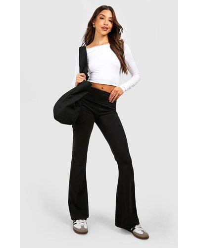 Boohoo Pantalón De Campana Para Yoga Con Cintura Elástica Y Tela Jersey De Algodón - Negro