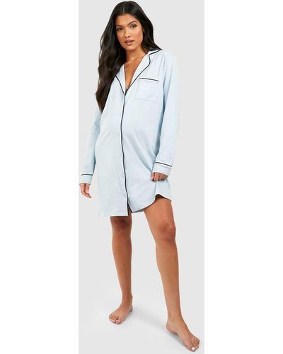 Boohoo Maternity Mama Embroidered Pipe Detail Nightgown - Multicolour
