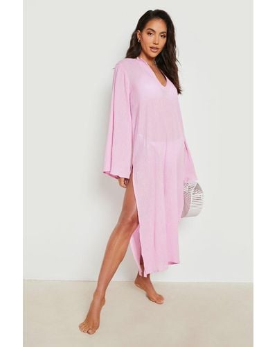 Boohoo Cheesecloth Maxi Beach Cover Up Dress - Pink