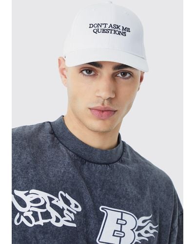 BoohooMAN Kappe mit Slogan-Stickerei - Grau