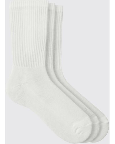 BoohooMAN 3 Pack Plain Sport Socks - White