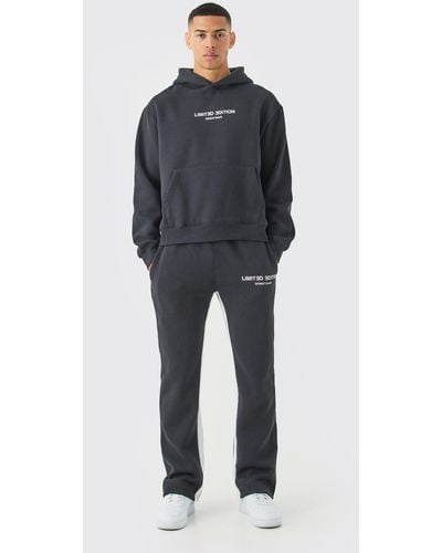 BoohooMAN Oversized Boxy Limited Hooded Tracksuit - Blue