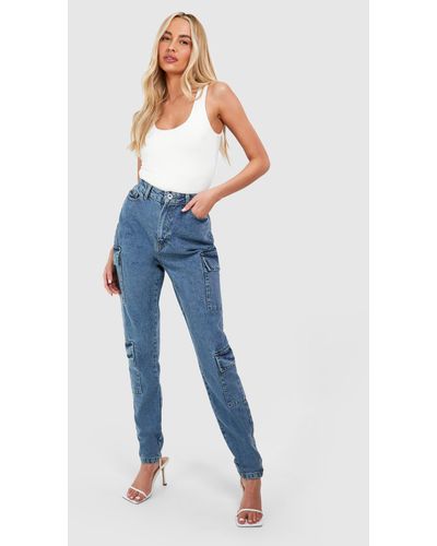 Boohoo Tall Basics Slim Cargo Jeans - Blue