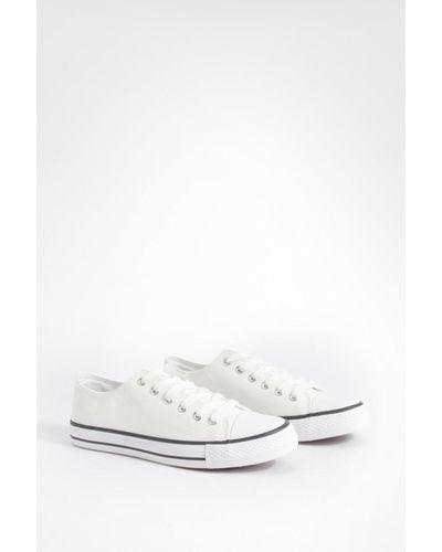 Boohoo Low Top Lace Up Sneakers - White