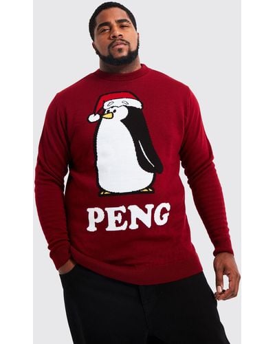 Boohoo Plus Peng Novelty Christmas Sweater - Red