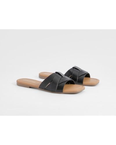 Boohoo Woven Basic Mule Sandals - Negro