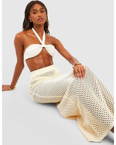 Boohoo Crochet Maxi Beach Skirt - White